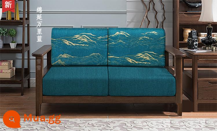 Vỏ ghế sofa bằng gỗ nguyên khối tùy chỉnh, vỏ bọc phổ quát bao gồm tất cả, đệm phổ quát vải lanh Trung Quốc, bọc ghế sofa tùy chỉnh - Ngàn dặm xanh