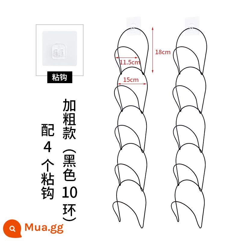 Treo mũ lưu trữ hoàn thiện hiện vật treo tường ký túc xá cửa tủ quần áo phía sau móc áo sáng tạo giá treo túi nhiều lớp - 10 vòng đen đậm (có 4 móc dính)