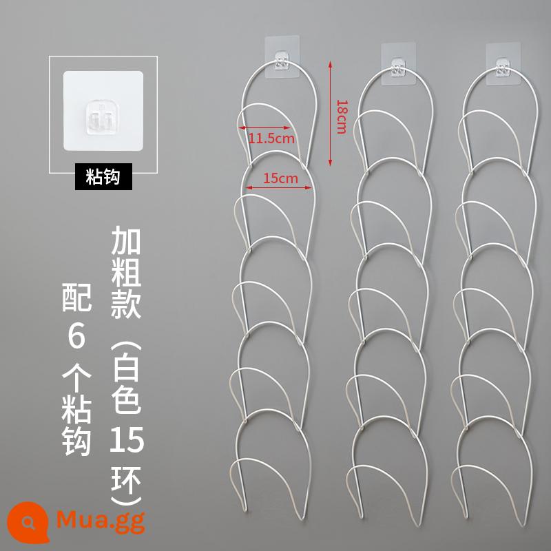 Treo mũ lưu trữ hoàn thiện hiện vật treo tường ký túc xá cửa tủ quần áo phía sau móc áo sáng tạo giá treo túi nhiều lớp - 15 vòng màu trắng đậm (có 6 móc dính)