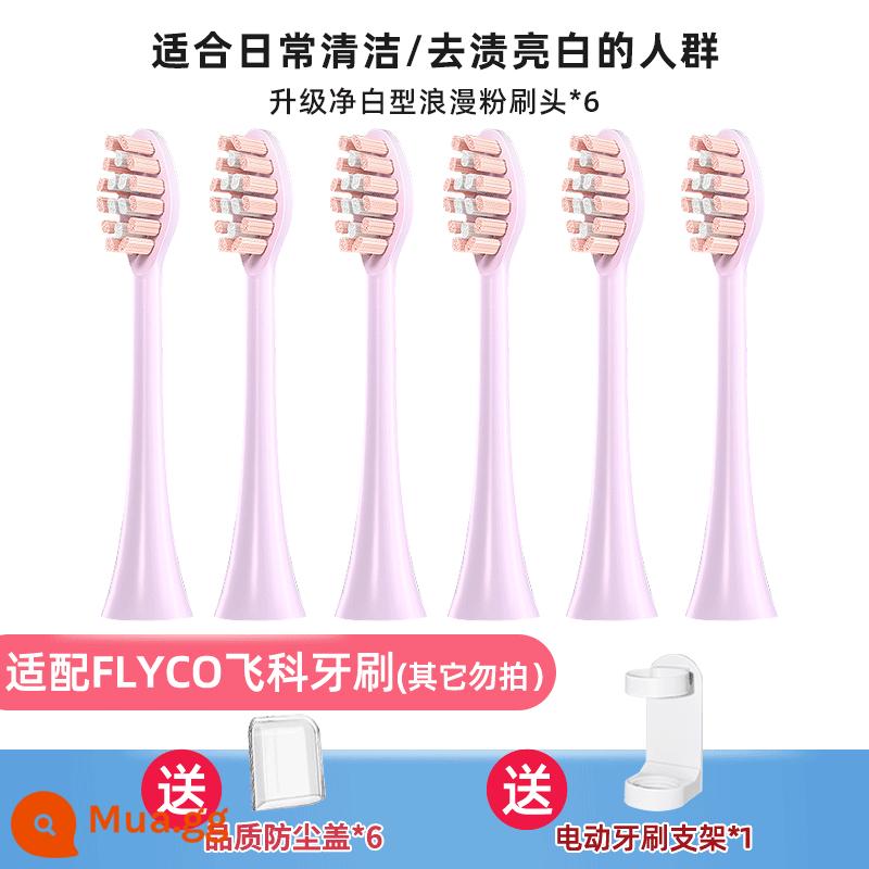 TEETIPS thích ứng với đầu bàn chải đánh răng điện Flyco TH01/FT7105/7108/7205 thay thế đa năng - Bột làm trắng lãng mạn nâng cấp 6 gói