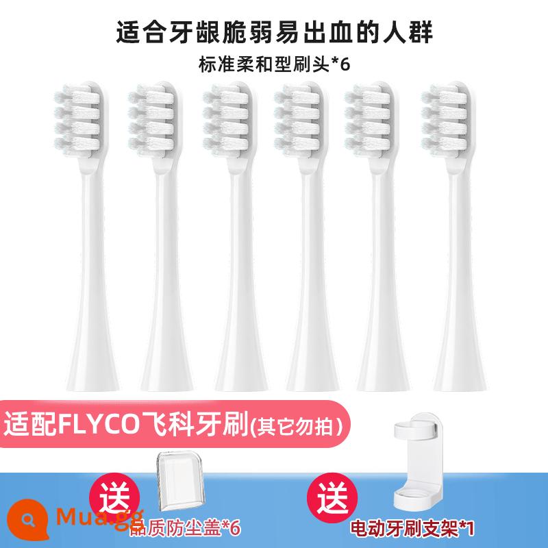 TEETIPS thích ứng với đầu bàn chải đánh răng điện Flyco TH01/FT7105/7108/7205 thay thế đa năng - Tiêu chuẩn mềm mại và mềm mại làm trắng 6 gói