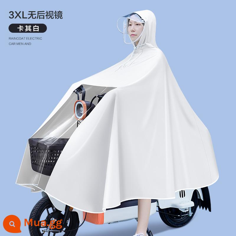 Áo mưa xe điện ắc quy ô tô nữ xe máy mới đặc biệt thân dài áo mưa chống bão poncho - Bìa không gương-3XL-Kaki trắng