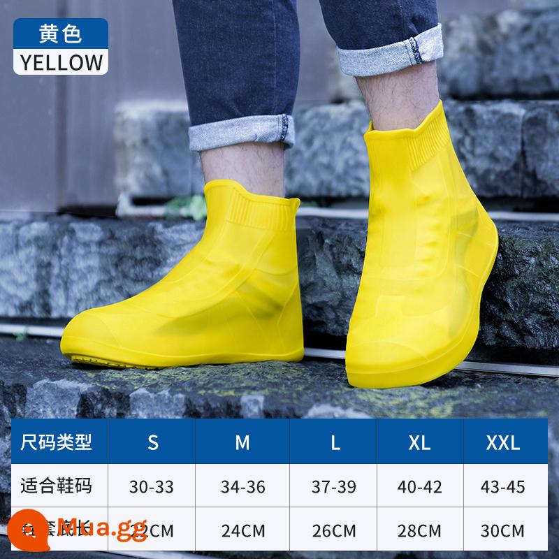 Giày mưa nam -shoe Giày mưa Giày không thấm nước chống lại giày dày - Ống trung bình màu vàng [đáy dày gấp đôi]