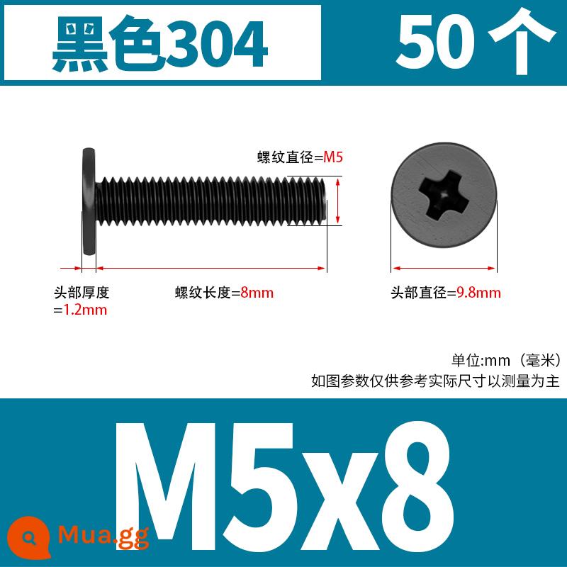 Vít đầu phẳng bằng thép không gỉ 304 CM đầu phẳng lớn vít đầu mỏng vít máy tính M2M3M4M5M6 - M5*8 (50 miếng) 304 đen