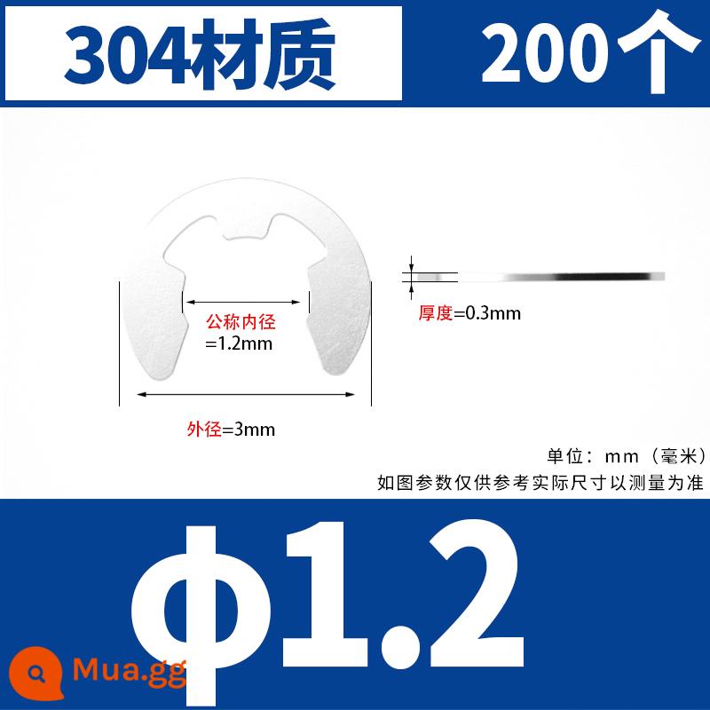 vòng tròn loại e vòng tròn Khóa loại C khóa mở bằng thép không gỉ 304 M1.2M2.5M3M4M5M6M8M10M15 - Φ1.2 [200 miếng] vật liệu 304