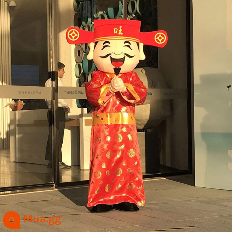 Thỏ hoạt hình Doll Fortune God Thỏ Hội nghị thường niên Thỏ tư nhân Thỏ năm mới Grand Mascum Performance Doll Búp bê Máy chủ Puppet - [Thần tài có chữ Wang] màu đỏ