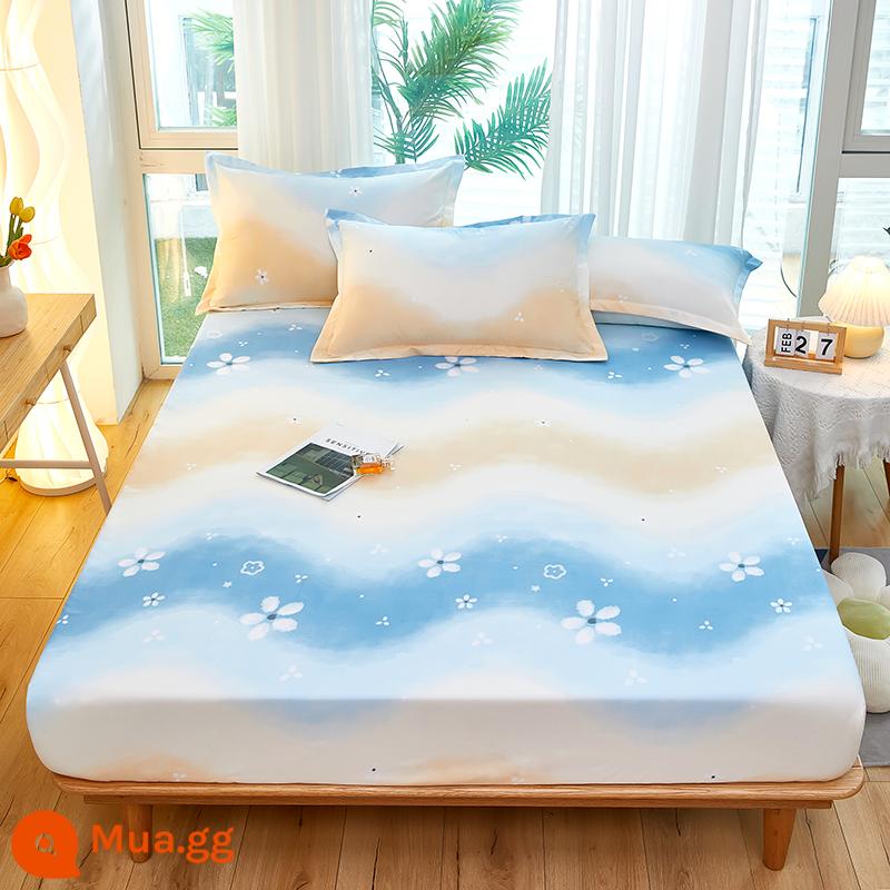 Túi trải giường bằng cotton dày dặn, ga trải giường bằng vải cotton một mảnh, nệm 1,8m, túi trải giường chống trượt 1,5 bộ ga trải giường trọn gói, bộ 3 món - Hương hoa tươi mát