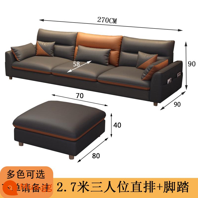 Công nghệ có thể giặt Sofa Vải Phòng khách Bắc Âu Đơn giản Hiện đại Ngôi nhà nhỏ Ba người Tháo lắp và Giặt lưới Người nổi tiếng Nội thất cao su - 2,7 mét cho ba người và bàn đạp