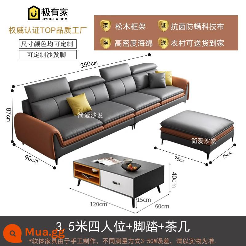 Rửa nano -Tech vải sofa sofa ánh sáng nordic sang trọng phòng khách hiện đại tối giản căn hộ nhỏ - Xe 4 chỗ 3,5m + chỗ để chân + bàn cà phê