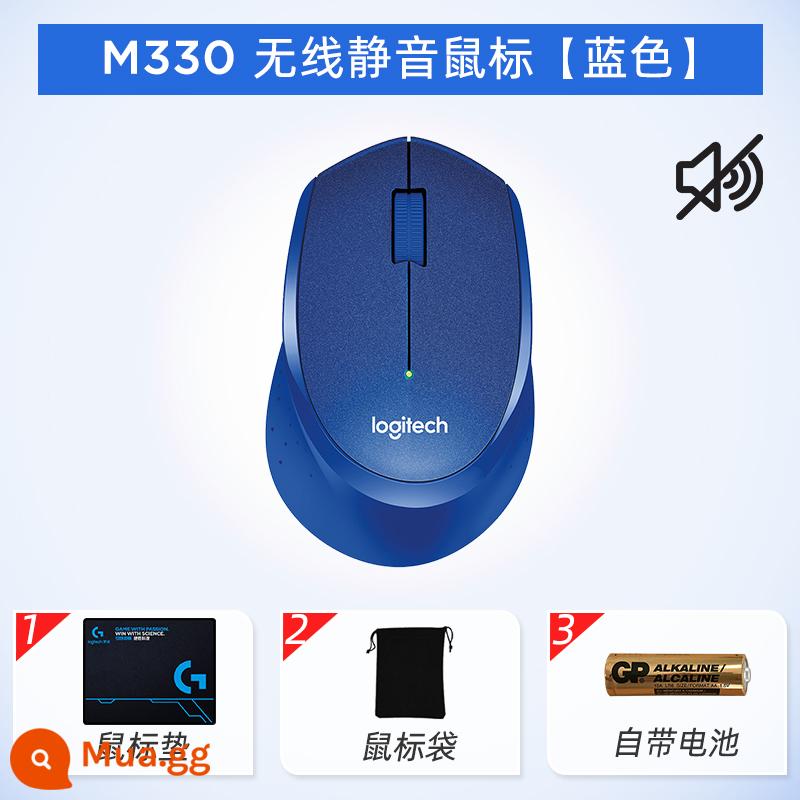 Logitech M330 Silent Wireless Mouse Laptop - M330 xanh (chuột im lặng) + lót chuột + túi đựng chuột + pin (đi kèm)