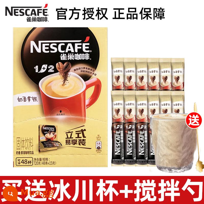 Bột cà phê hòa tan 3 trong 1 hương sữa Nestle/Nescafe 1+2 hộp 90 gói kèm cốc và thìa - 60 miếng vị sữa + cốc sông băng miễn phí