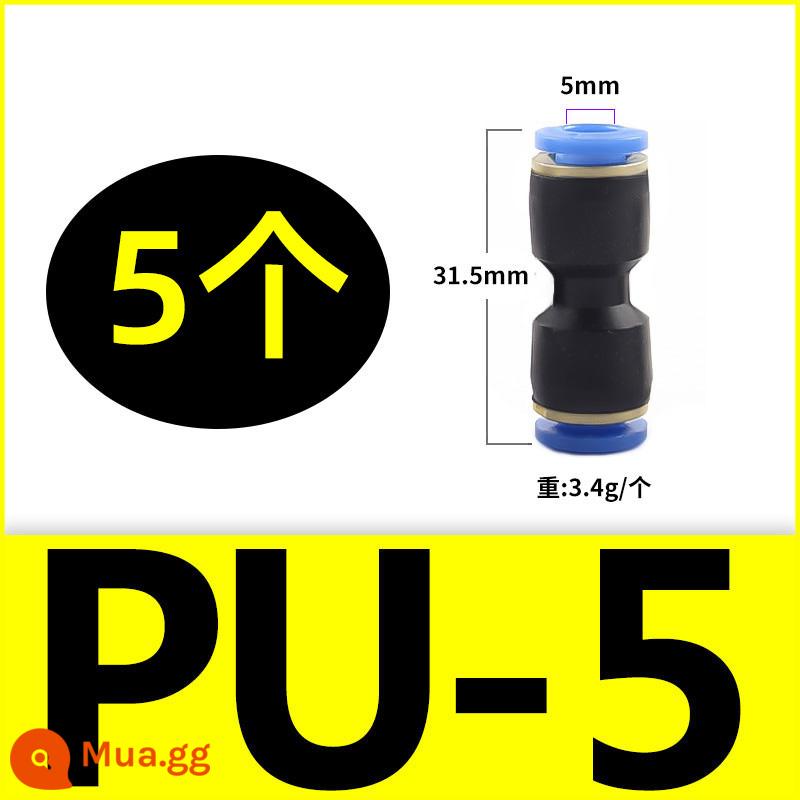 Đầu nối nhanh bằng khí nén PU thẳng qua PG PEG PW đường kính thay đổi PE PY ba chiều xả hơi cắm nhanh 4 6 8 10-8mm - PU5 (5 cái)