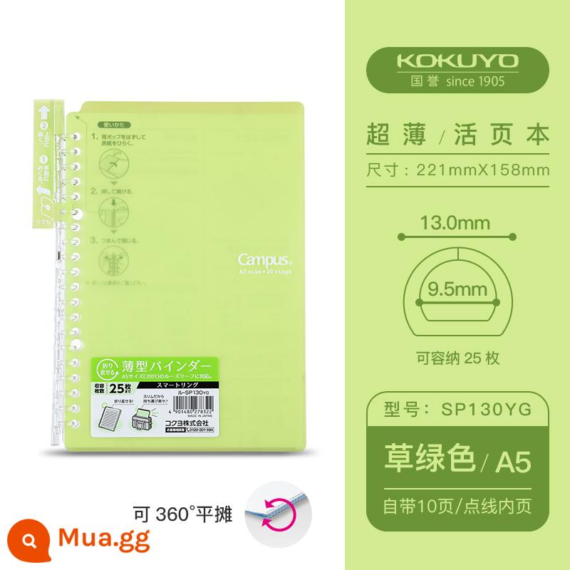 [Gửi lõi thay thế] Nhật Bản KOKUYO danh tiếng toàn quốc sổ rời slim smartring binder vỏ mỏng tháo rời giấy rời sp700 xách tay B5A5 sổ hỏi sai siêu mỏng - Nissan A5 xanh nhạt [gồm 10 trang + kèm 20 trang giấy]