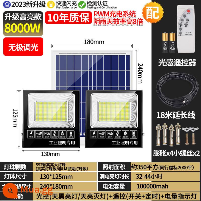 Đèn sân vườn nhà chiếu sáng trong nhà đèn năng lượng mặt trời một trong hai cảm ứng nông thôn chống nước siêu sáng đèn ngoài trời công suất cao - 8000W một cho hai★ Chiếu sáng 1000 mét vuông [600 hạt đèn phòng siêu sống] tự động sáng khi trời tối + điều khiển từ xa + cáp 18 mét