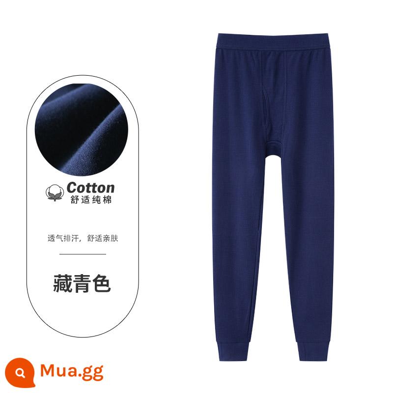 Quần vệ sinh nam mặc bên trong bằng cotton nguyên chất học sinh trung học cơ sở và trung học phổ thông mùa thu đông mỏng mỏng thanh niên quần giữ nhiệt bên trong đáy quần vệ sinh - [Màu trơn cổ điển] Màu xanh hải quân