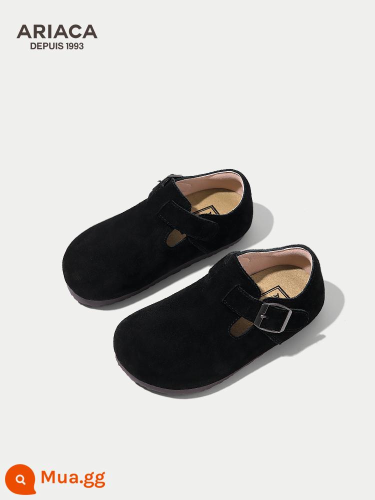 ARIACA Birkenstock Giày Da Bé Gái Thu Đông 2023 Mới Đế Mềm Giày Đơn Bé Gái Giày Beanie - đen