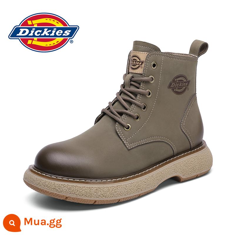 Dickies Giày Bốt Martin Nam Mùa Đông Plus Nhung Ủng Giày Cotton Cao Dụng Cụ Giày Dây Kéo Bên Hông Giày Bốt Nam - Cà phê nhẹ