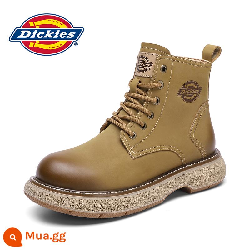 Dickies Giày Bốt Martin Nam Mùa Đông Plus Nhung Ủng Giày Cotton Cao Dụng Cụ Giày Dây Kéo Bên Hông Giày Bốt Nam - nâu nhạt