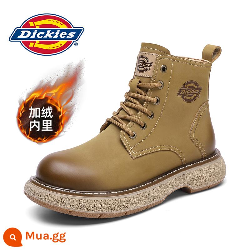 Dickies Giày Bốt Martin Nam Mùa Đông Plus Nhung Ủng Giày Cotton Cao Dụng Cụ Giày Dây Kéo Bên Hông Giày Bốt Nam - Màu nâu nhạt [cộng với nhung]