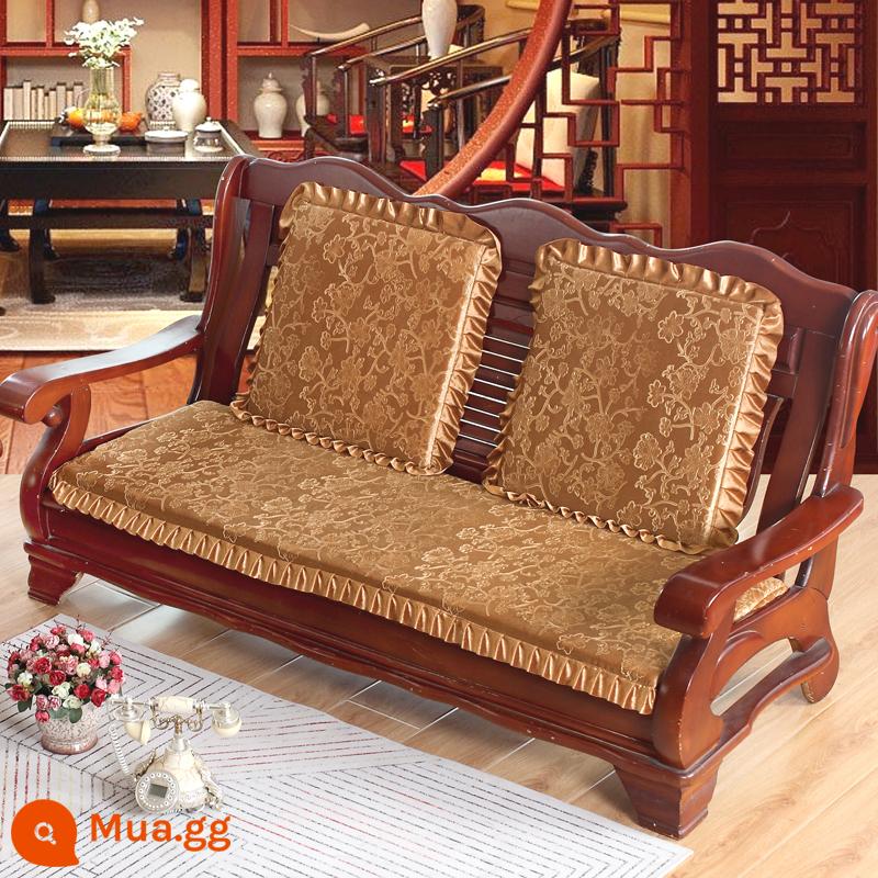 miễn phí vận chuyển mùa thu và mùa đông dày gỗ gụ sofa gỗ đệm sang trọng đệm đệm ghế sofa gỗ kết hợp chống trượt - Màu rượu sâm panh 3D pha lê nhung vàng đậm