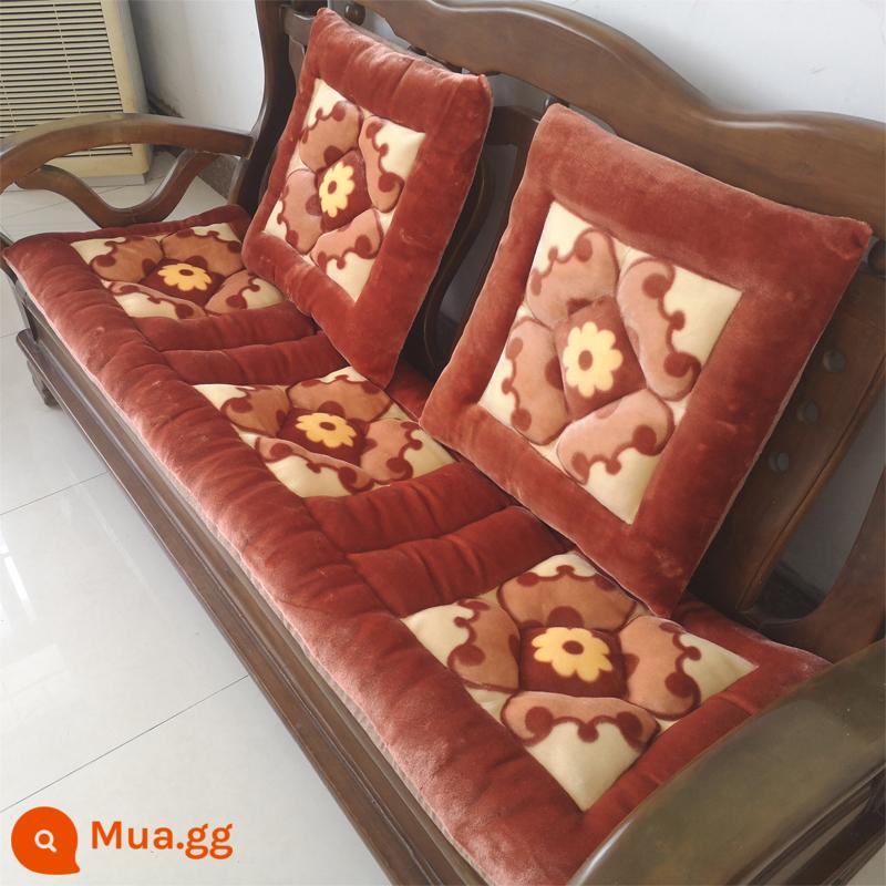 miễn phí vận chuyển mùa thu và mùa đông dày gỗ gụ sofa gỗ đệm sang trọng đệm đệm ghế sofa gỗ kết hợp chống trượt - Hoa nở quanh năm màu đỏ và nâu