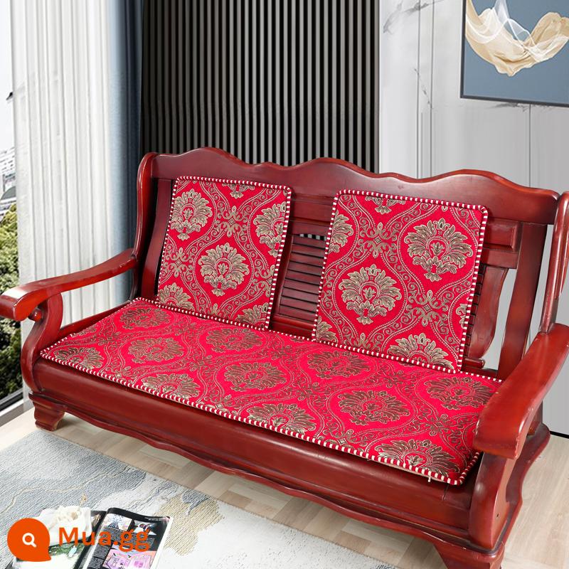 miễn phí vận chuyển mùa thu và mùa đông dày gỗ gụ sofa gỗ đệm sang trọng đệm đệm ghế sofa gỗ kết hợp chống trượt - cuộc sống giàu có màu đỏ