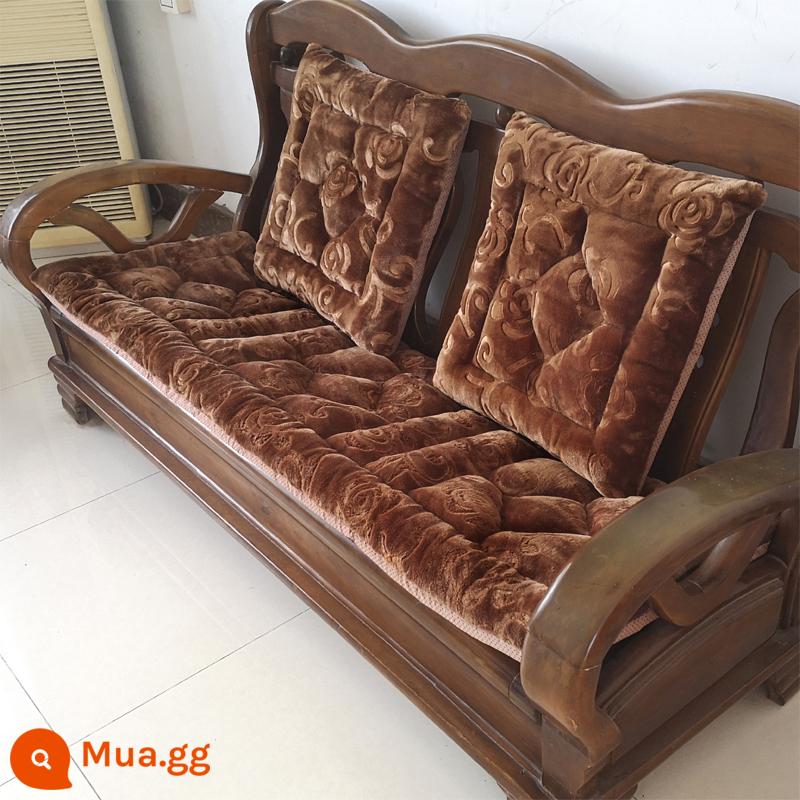 miễn phí vận chuyển mùa thu và mùa đông dày gỗ gụ sofa gỗ đệm sang trọng đệm đệm ghế sofa gỗ kết hợp chống trượt - Cà phê Hibiscus đơn giản