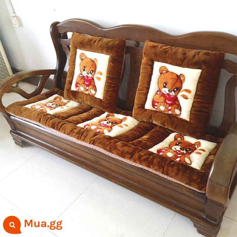 miễn phí vận chuyển mùa thu và mùa đông dày gỗ gụ sofa gỗ đệm sang trọng đệm đệm ghế sofa gỗ kết hợp chống trượt - gấu nâu dễ thương