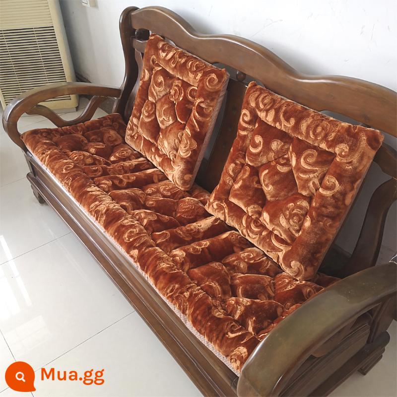 miễn phí vận chuyển mùa thu và mùa đông dày gỗ gụ sofa gỗ đệm sang trọng đệm đệm ghế sofa gỗ kết hợp chống trượt - Hibiscus màu lạc đà đơn giản