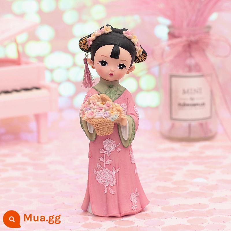 Búp bê Tử Cấm Thành Khá Gege Wenchuang Dolls Đồ trang trí Dòng Cung điện Phong cách cổ xưa Trang phục cổ đại Búp bê lụa Phong cách Trung Hoa Quà tặng nhỏ - 060-12 Giỏ hoa Yiren