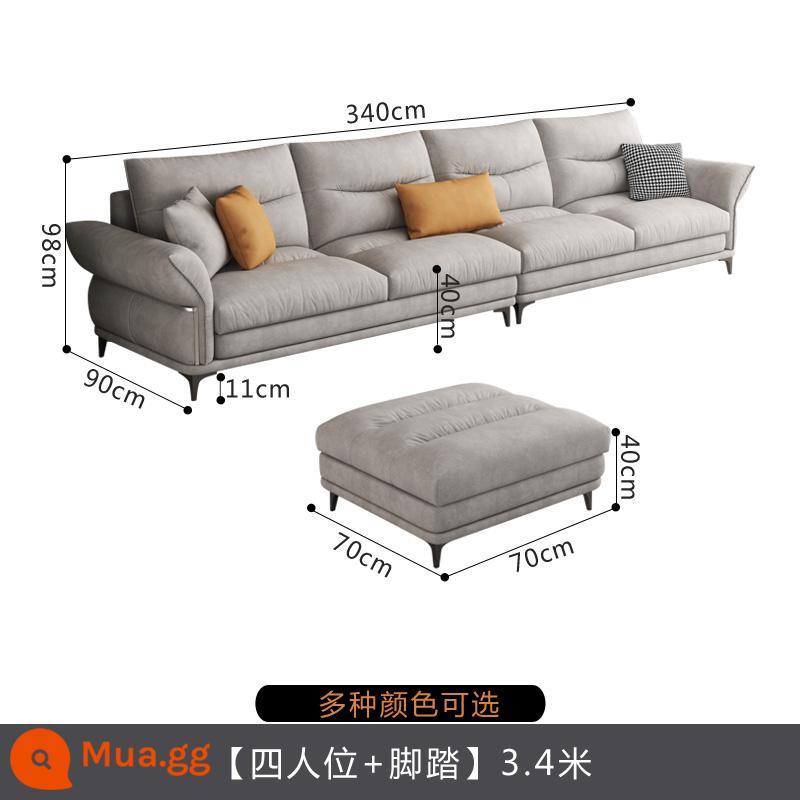 Sofa vải công nghệ vải Phong cách Ý tối giản phòng khách lưng cao căn hộ nhỏ hàng thẳng ba hoặc bốn người kem wabi-sabi - Hàng ghế thẳng 4 chỗ 3,4 mét + bàn đạp