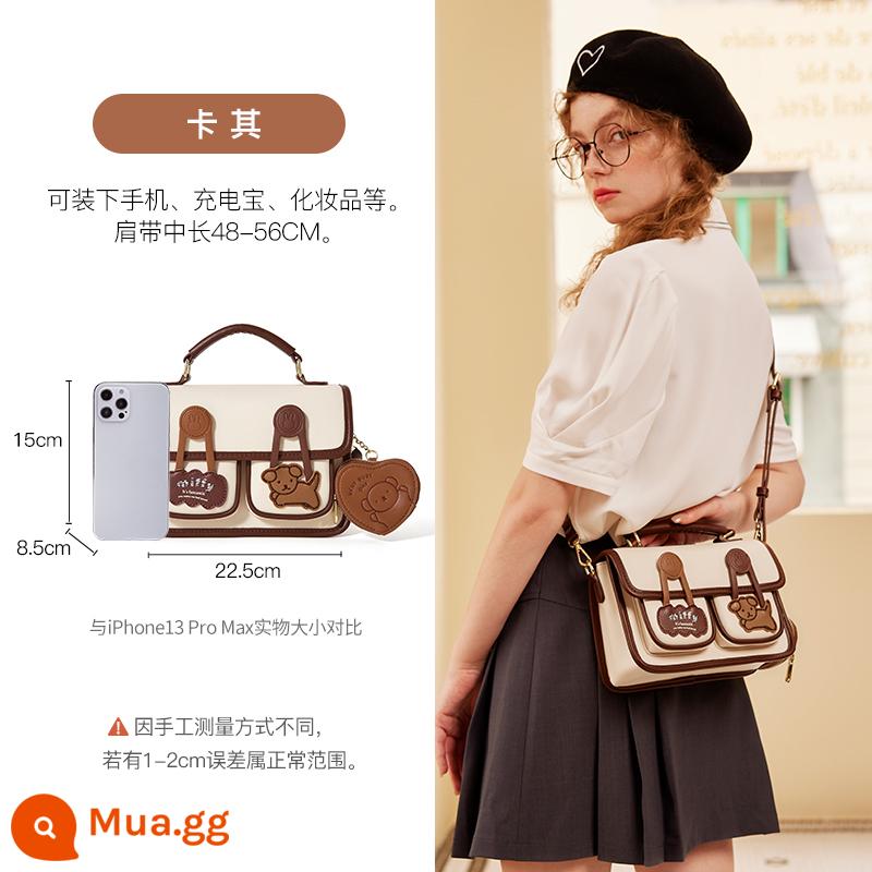 Túi Miffy retro Cambridge 2022 túi mới mùa thu đông phong cách đại học đơn giản và đa năng thời trang xách tay Messenger - Khaki