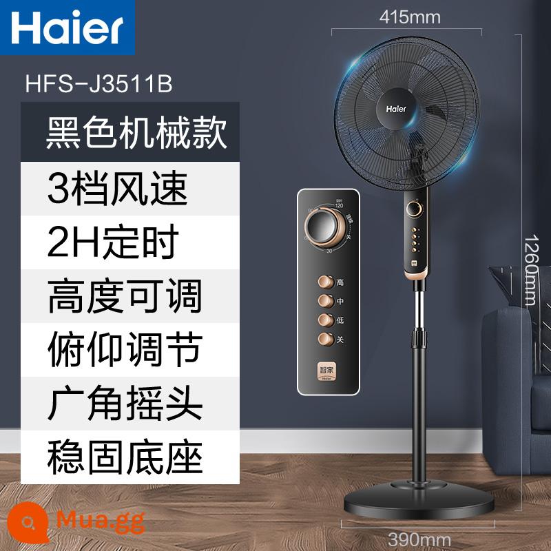 Quạt điện Haier quạt sàn gia đình để bàn kiêm dụng gió mạnh tiết kiệm năng lượng ký túc xá phòng khách phòng ngủ lắc đầu quạt điện - Mô hình cơ khí mở rộng màu đen