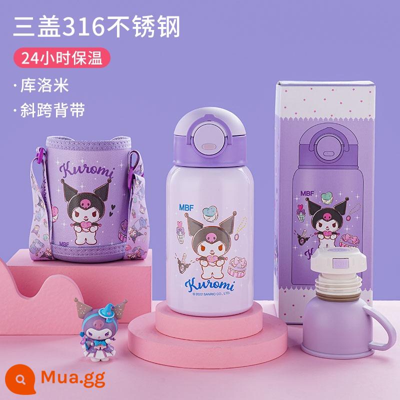 Cốc nước Kurome giữ nhiệt trẻ em cốc bé gái Sanrio Hello cốc rơm học sinh tiểu học đi học cốc đặc biệt - Kuromi 500ML [một cốc có nắp đôi + nắp cốc + bảo quản nhiệt lâu dài]