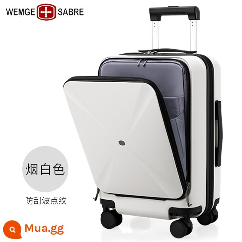 Quân Đội Thụy Sĩ Dao Trước Mở Nắp Hành Lý Nữ Nhỏ 20 Inch Kinh Doanh Xe Đẩy Ốp Lưng Nam Mở Nội Trú Trường Hợp Vali - khói trắng