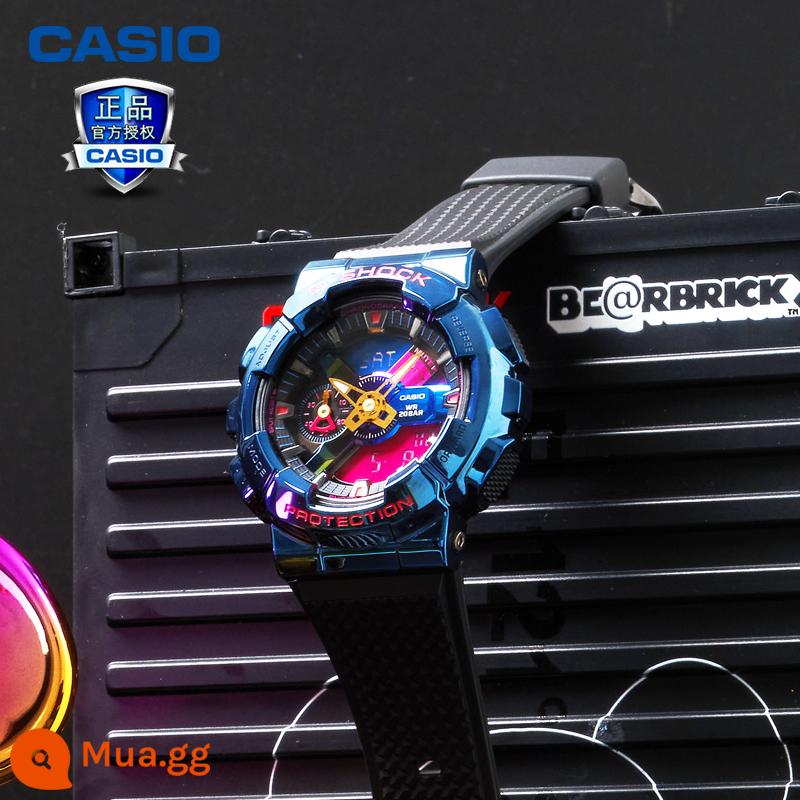 Đồng hồ CASIO nam gshock ánh sáng kiên cường dập tắt cầu vồng Poseidon kim loại thép trái tim bóng tối gm110b - Hộp quà tặng giới hạn đêm Thượng Hải miễn phí GM-110SN-2APFS