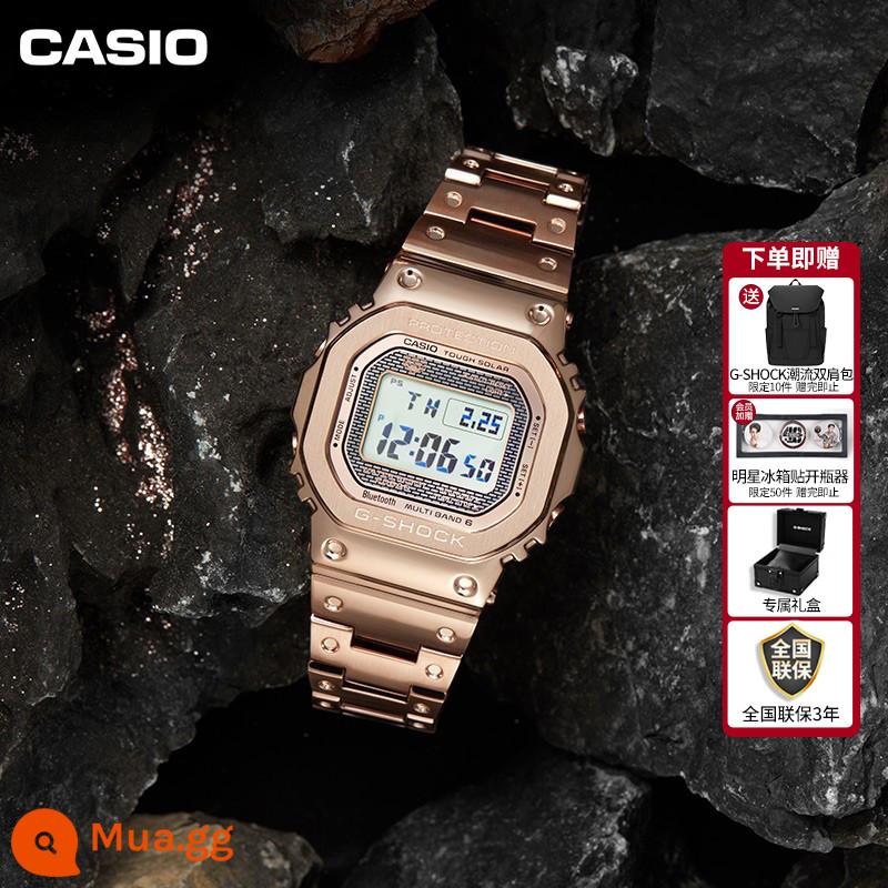 Đồng hồ CASIO nam nhỏ vàng nugget bạc nugget chính hãng vàng gạch kỷ niệm 35 năm kim loại vuông nhỏ GMW-B5000 - [Vàng hồng] Mẫu hộp quà giới hạn GMW-B5000GD-4PRT