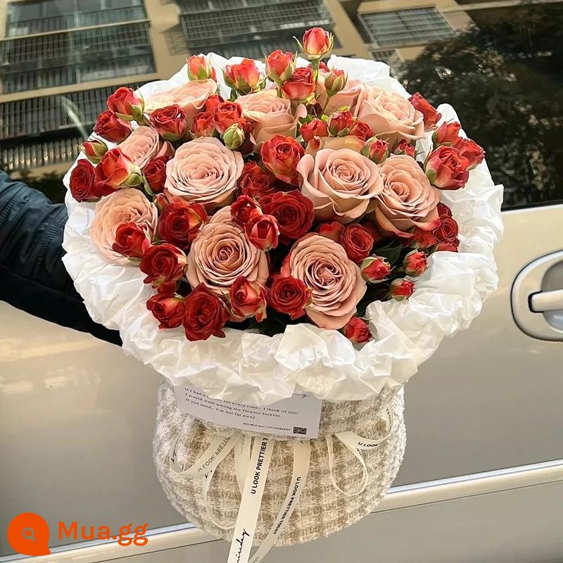 Lễ hội mùa xuân Năm mới Bó hoa hồng sinh nhật Xiaoxiangfeng cho bạn gái Flower Express Giao hàng cùng thành phố Thâm Quyến Bắc Kinh Quảng Châu - [Đảo ngược Paris] 11 cappuccino + bong bóng