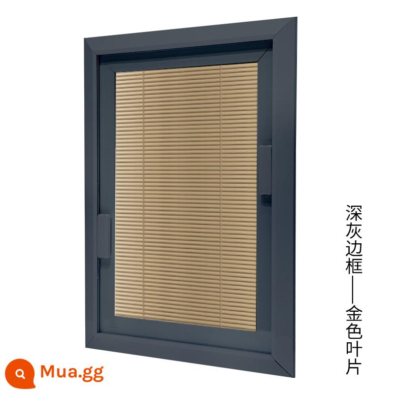 LOUVER LOUVER ALUMINUM Hợp kim được xây dựng -Trong một cửa kính bằng kính phòng trang điểm văn phòng trang điểm mở cửa rèm cửa - Lá vàng khung xám đậm