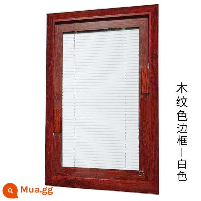 LOUVER LOUVER ALUMINUM Hợp kim được xây dựng -Trong một cửa kính bằng kính phòng trang điểm văn phòng trang điểm mở cửa rèm cửa - Khung màu vân gỗ-lá trắng