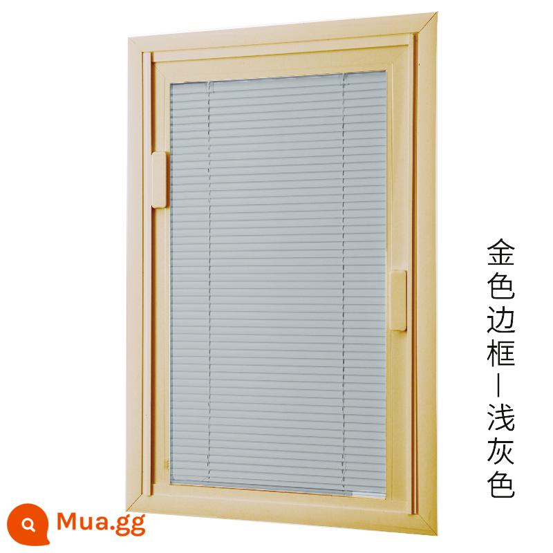 LOUVER LOUVER ALUMINUM Hợp kim được xây dựng -Trong một cửa kính bằng kính phòng trang điểm văn phòng trang điểm mở cửa rèm cửa - Khung vàng - lá xám nhạt