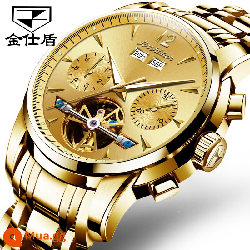 Thương hiệu nổi tiếng Thụy Sĩ đồng hồ cơ nam vàng 18k cao cấp hoàn toàn tự động tourbillon rỗng top 10 thương hiệu - Thắt lưng thép Thụy Sĩ với bề mặt vàng toàn bộ