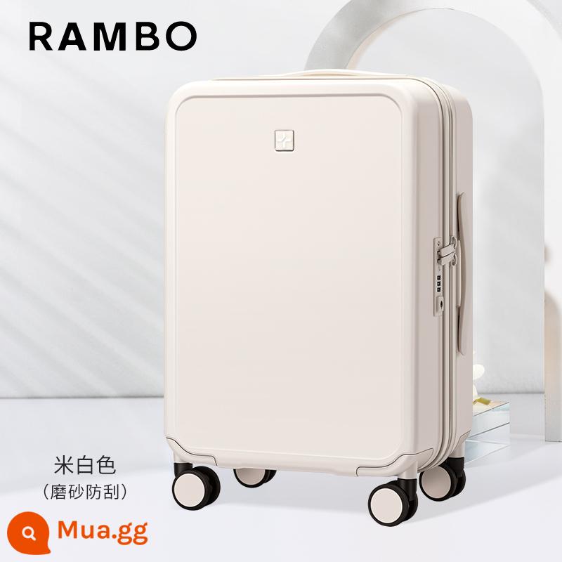 Nhật Bản RAMBO Vali Nữ Thời Trang Nam Xe Đẩy Ốp Lưng Đa Năng Bánh Xe Tắt Tiếng 20 Inch Lên Máy Bay Mật Khẩu Hộp - màu trắng kem