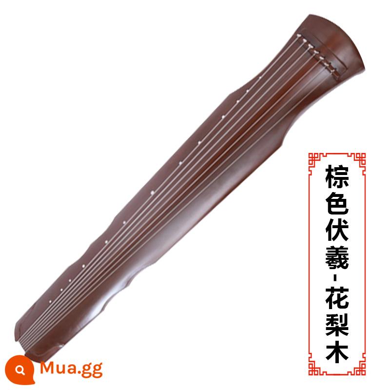 Han luật guqin Fuxi Zhongni phong cách chơi thuần túy thủ công linh sam cũ hỗn loạn đàn piano thực hành bảy dây dành cho người mới bắt đầu - Fuxi màu nâu nâng cấp + trọn bộ phụ kiện