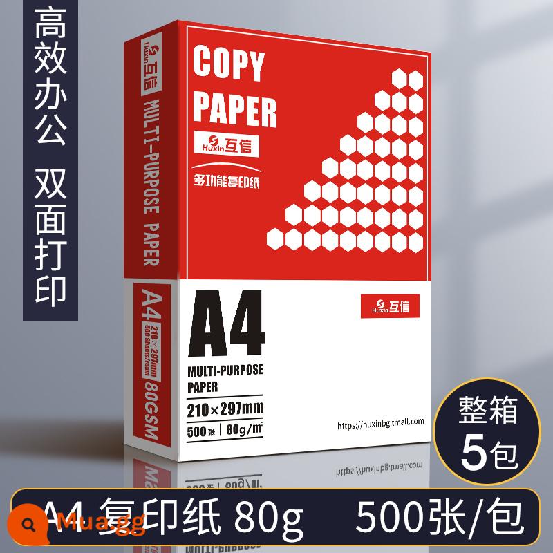 Tin tưởng lẫn nhau Giấy photocopy A4 giấy photocopy 70g túi đeo vai 500 tờ đồ dùng văn phòng a4 in giấy trắng một gói giấy trắng in a4 80g miễn phí vận chuyển Giấy A5 giấy nháp sinh viên giấy trắng giấy a3 cả hộp bán buôn - Hộp 5 gói Giấy photocopy A4-80G [500 tờ/gói] bao bì màu đỏ