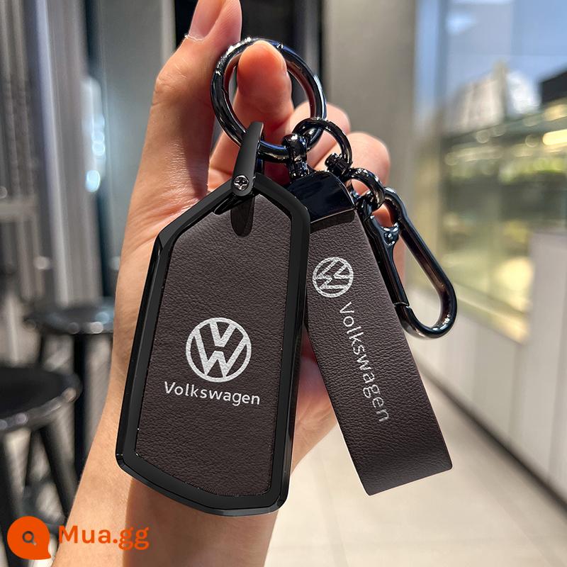 Thích hợp cho chìa khóa Volkswagen Sagitar Bora Magotan golf TiguanL xe Passat Lavida CC vỏ khóa - Vỏ đơn màu nâu mocha kiểu C + móc khóa