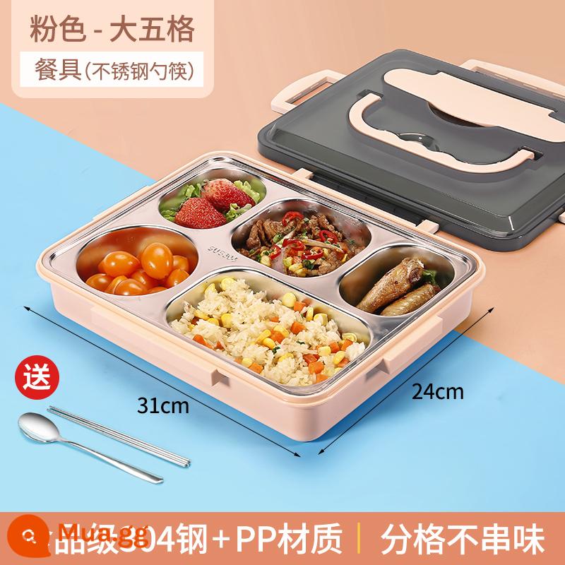 Bảo quản tươi và cách nhiệt Bento Box Box Công nhân Hộp sưởi Hộp ăn trưa của sinh viên Đặt lò vi sóng tách thức ăn nhanh - Size Lớn "Đặc Biệt Hôm Nay" - 5 Đĩa Màu Hồng (Bộ Đồ Ăn Miễn Phí)