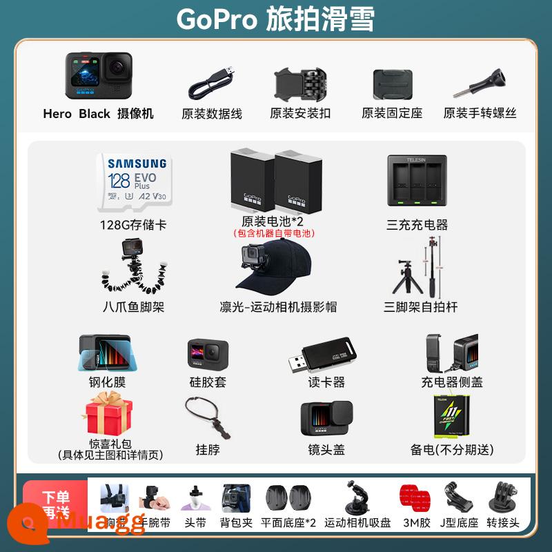 Flagship Store GoPro11/10 Camera Thể Thao Chống Nước Chống Rung Cưỡi Video Trực Tiếp Trượt Tuyết Selfie Cực Chó 9 - Bộ đồ trượt tuyết chụp ảnh du lịch GoPro được nâng cấp pin gốc