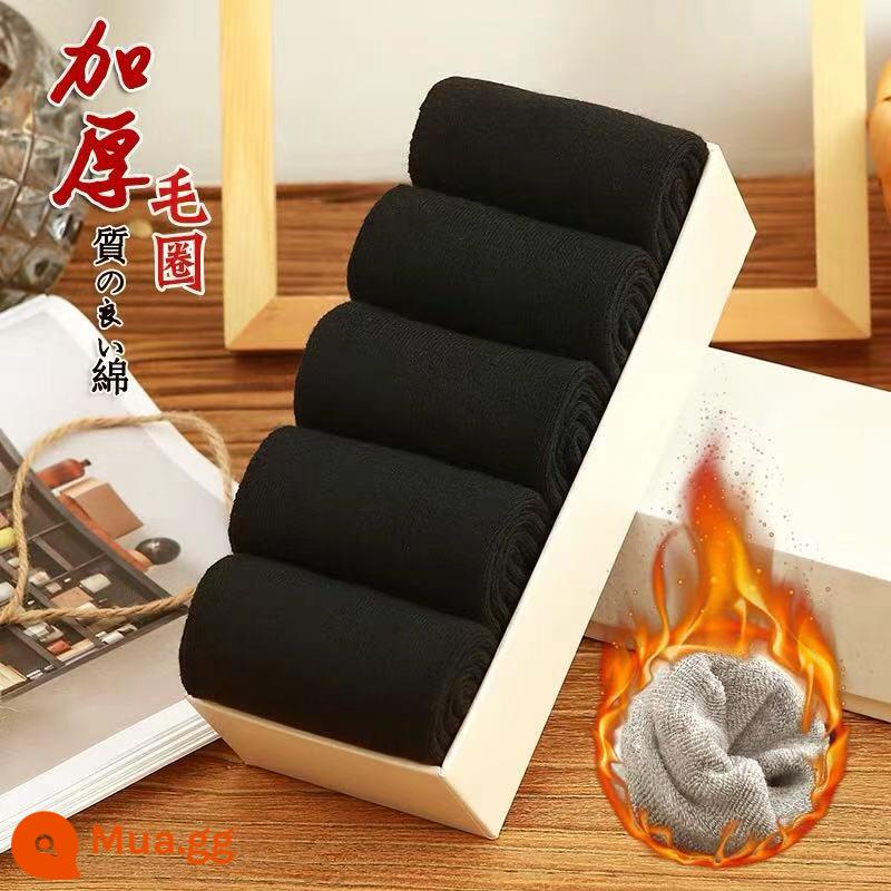 Vớ Nam Mùa Đông Plus Nhung Dày Ấm Len Nam Ống Dài Vớ Cotton Nguyên Chất Mùa Đông Đũi Giữa Ống khăn Tất - (Tổng cộng 5 đôi) [Lông cừu và dày] X1202-1