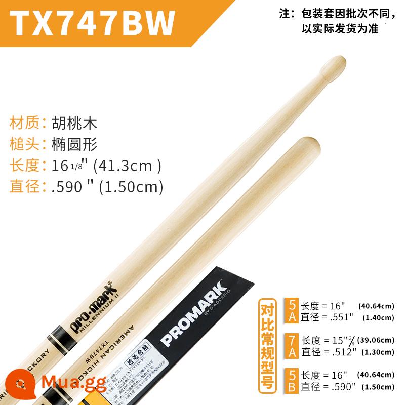 Dùi trống ProMark Drum Stick 5A/7A/5B American Walnut Signature Drum TX5AW Jazz Drum Hammer - 5B cảm thấy TX747BW